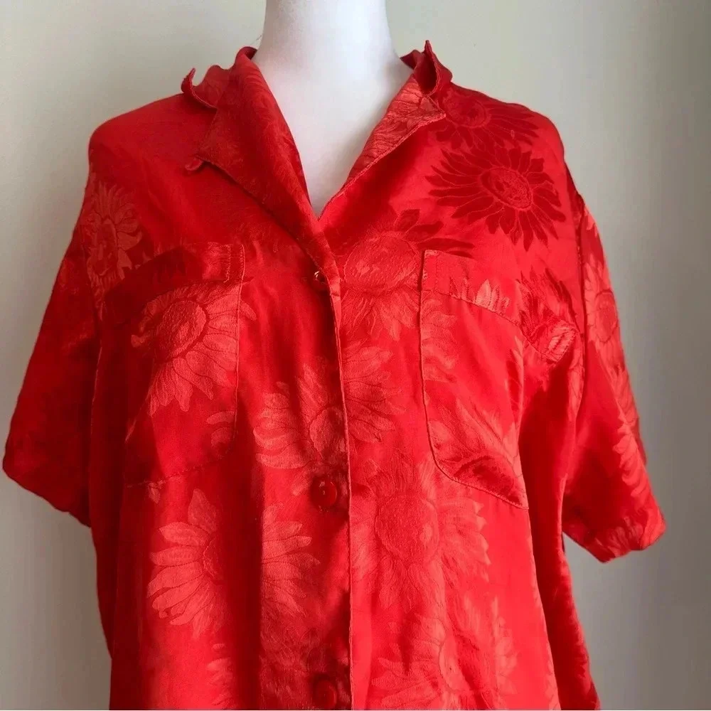 Vintage Victoria’s Secret Sunflower Print Button Up Nightgown Orange S